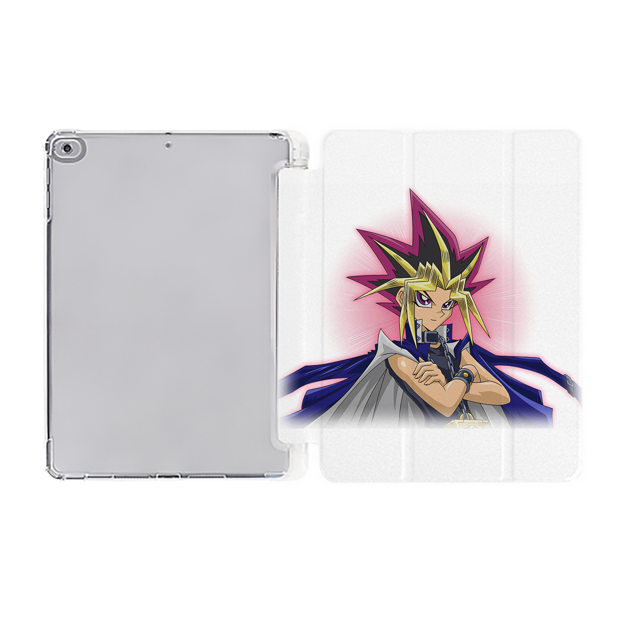 （画像用） 遊☆戯☆王 Yu-Gi-Oh! IPad ケース ペン収納付き 三つ折りスタンド PUレザー×シリコン 対応機種9.5/10.5/10.9インチ